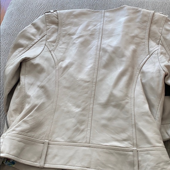 Real Leather Marc Andrew Beige Moto Jacket Small - Picture 5 of 6